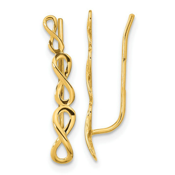 14K Yellow Gold Polished Infinity Ear Climber Earrings - (B42-694) 14K Yellow Gold Polished Infinity Ear Climber Earrings - (B42-694)