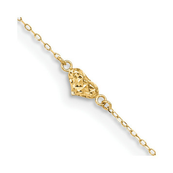 14K Yellow Gold Diamond-cut Triple Puffed Hearts Anklet - length: 10'' inches - (C63-981) 14K Yellow Gold Diamond-cut Triple Puffed Hearts Anklet - length: 10'' inches - (C63-981)
