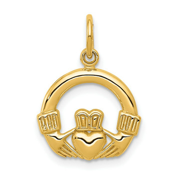 14K Yellow Gold Claddagh Charm 19mm length - (A83-587) 14K Yellow Gold Claddagh Charm 19mm length - (A83-587)