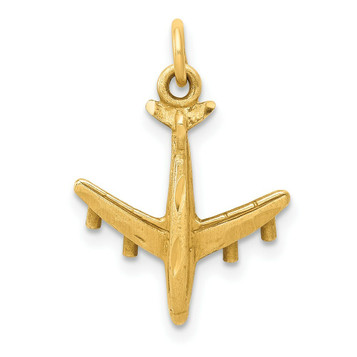 14K Yellow Gold 3-D Airplane Charm - (A83-746) 14K Yellow Gold 3-D Airplane Charm - (A83-746)
