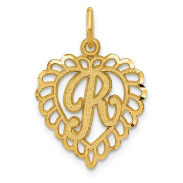 14K Yellow Gold Initial Letter R Charm Pendant - (A83-788) - Roy