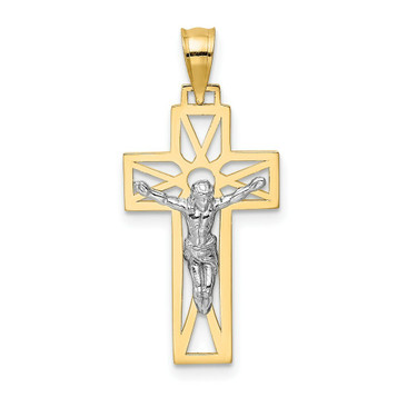 14K Two-tone Gold Crucifix Pendant 30mm length - (A84-506) 14K Two-tone Gold Crucifix Pendant 30mm length - (A84-506)