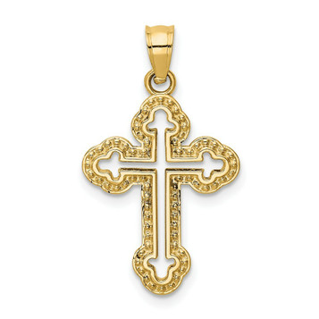 14K Yellow Gold Cutout Budded Cross Charm - (A84-526) 14K Yellow Gold Cutout Budded Cross Charm - (A84-526)