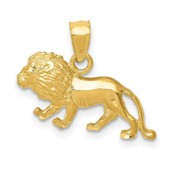 14K Yellow Gold Diamond-cut Lion Pendant - (A84-850)