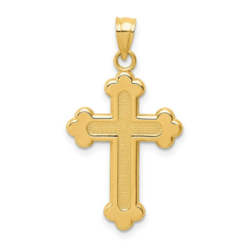14K Yellow Gold Satin & Polished Budded Cross Pendant - (A85-736) 14K Yellow Gold Satin & Polished Budded Cross Pendant - (A85-736)