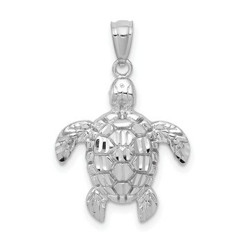 14k White Gold Diamond-cut Polished Sea Turtle Pendant - (A85-821) 14k White Gold Diamond-cut Polished Sea Turtle Pendant - (A85-821)
