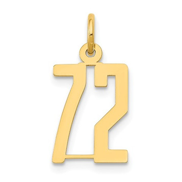 14K Yellow Gold Small Polished Elongated 72 Charm - (A86-447)