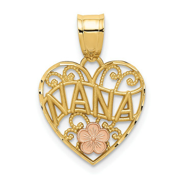 14K Two-tone Gold Nana Heart Pendant - (A86-526) 14K Two-tone Gold Nana Heart Pendant - (A86-526)