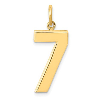 14K Yellow Gold Large Polished Number 7 Charm Pendant - (A86-542)