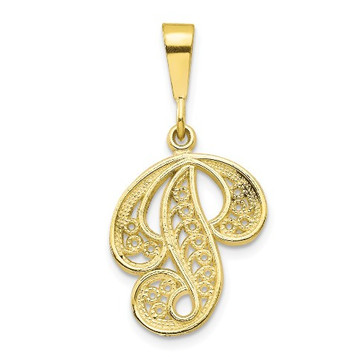 10K Yellow Gold Initial Letter P Charm Pendant - (A86-668)