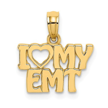 14K Yellow Gold I Love My EMT Charm Pendant - (A94-217)