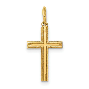 14K Yellow Gold Laser Designed Cross Charm 22mm length - (B11-656) 14K Yellow Gold Laser Designed Cross Charm 22mm length - (B11-656)