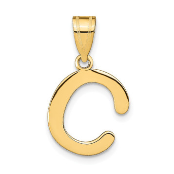 14K Yellow Gold Polished Bubble Letter C Initial Pendant - (B14-700)