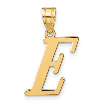 14K Yellow Gold Polished Letter E Initial Pendant - (B14-856)