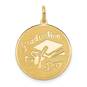 14K Yellow Gold Graduation Day Disc Charm - (A82-493)