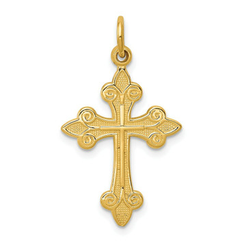14K Yellow Gold Fleur De Lis Cross Pendant 30mm length - (A83-134) 14K Yellow Gold Fleur De Lis Cross Pendant 30mm length - (A83-134)
