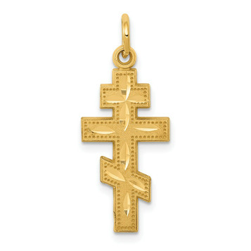14K Yellow Gold Eastern Orthodox Cross Charm 29mm length - (A83-724) 14K Yellow Gold Eastern Orthodox Cross Charm 29mm length - (A83-724)