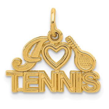 14K Yellow Gold I Love Tennis Charm - (A83-794) 14K Yellow Gold I Love Tennis Charm - (A83-794)