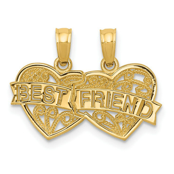 14K Yellow Gold Best Friend Breakable Double Hearts Pendant - (A84-559) 14K Yellow Gold Best Friend Breakable Double Hearts Pendant - (A84-559)