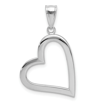 14K White Gold Polished Hollow Heart Pendant 29mm length - (A85-408) 14K White Gold Polished Hollow Heart Pendant 29mm length - (A85-408)