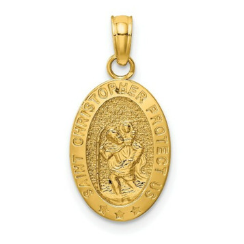 14K Yellow Gold Saint Christopher Medal Pendant 11mm width - (A85-559) 14K Yellow Gold Saint Christopher Medal Pendant 11mm width - (A85-559)