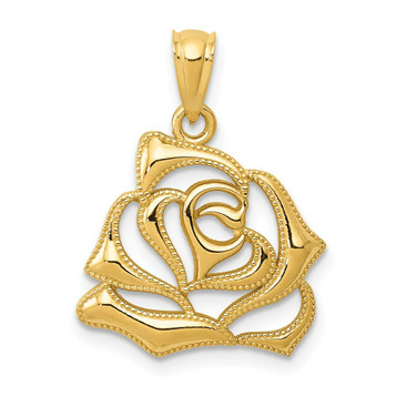 14k Yellow Gold Polished Open Rose Pendant - (A85-832) 14k Yellow Gold Polished Open Rose Pendant - (A85-832)