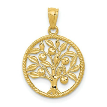 14k Yellow Gold Polished Tree Of Life In Round Pendant - (A85-958) 14k Yellow Gold Polished Tree Of Life In Round Pendant - (A85-958)