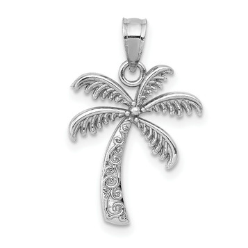 14k White Gold Polished Palm Tree Pendant - (A86-324) 14k White Gold Polished Palm Tree Pendant - (A86-324)