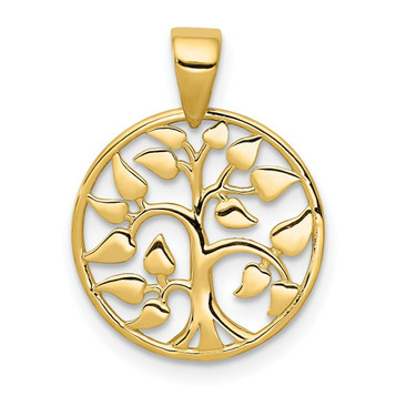 14k Yellow Gold Polished Tree In Circle Pendant - (A87-168) 14k Yellow Gold Polished Tree In Circle Pendant - (A87-168)
