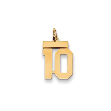 14k Yellow Gold Small Polished Number 10 Charm Pendant - (A87-591)