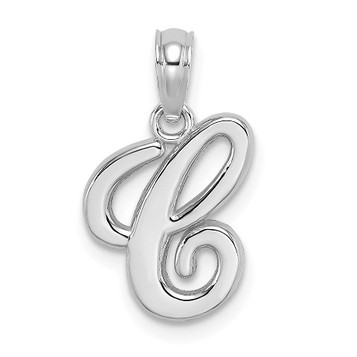 14K White Gold Polished C Script Initial Charm Pendant - (A90-748)