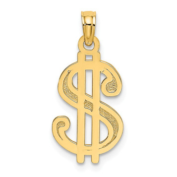 14K Yellow Gold Textured Dollar Sign Charm Pendant - (A92-500) 14K Yellow Gold Textured Dollar Sign Charm Pendant - (A92-500)