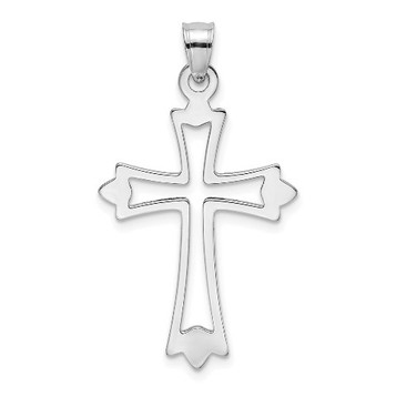 14K White Gold Polished and Cut-Out Cross Charm Pendant - (A93-625) 14K White Gold Polished and Cut-Out Cross Charm Pendant - (A93-625)