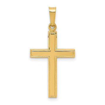 14K Yellow Gold Hollow Cross Pendant 28mm length - (B11-509) 14K Yellow Gold Hollow Cross Pendant 28mm length - (B11-509)