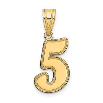 14K Yellow Gold Polished Script Number 5 Pendant - (B14-406) 14K Yellow Gold Polished Script Number 5 Pendant - (B14-406)