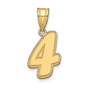 14K Yellow Gold Polished Script Number 4 Pendant - (B14-620) 14K Yellow Gold Polished Script Number 4 Pendant - (B14-620)