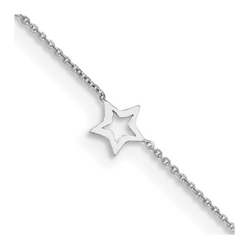 14K White Gold Adjustable Star Anklet - Length 9'' inches - (C64-238) 14K White Gold Adjustable Star Anklet - Length 9'' inches - (C64-238)