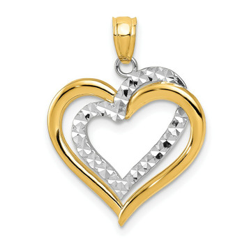14K Two-tone Gold Diamond-cut Heart Pendant - (A84-117) 14K Two-tone Gold Diamond-cut Heart Pendant - (A84-117)