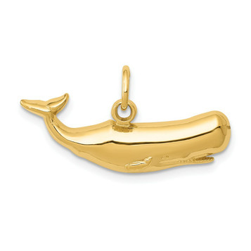 14K Yellow Gold Sperm Whale Charm - (A84-463)