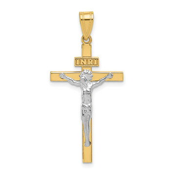 14K Two-tone Gold INRI Crucifix Pendant 37mm length - (A84-527) 14K Two-tone Gold INRI Crucifix Pendant 37mm length - (A84-527)