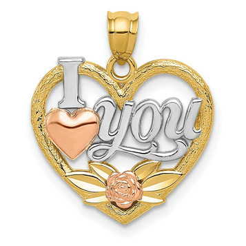 14K Two-tone Gold and Rhodium I Love You Heart Pendant - (A84-755) 14K Two-tone Gold and Rhodium I Love You Heart Pendant - (A84-755)