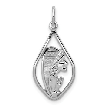 14K White Gold Mary Blessed Virgin Charm - (A84-943)