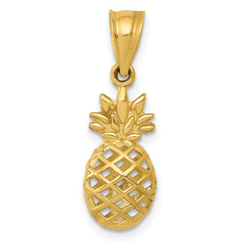 14K Yellow Gold Polished 3D Pineapple Pendant - (A85-125) 14K Yellow Gold Polished 3D Pineapple Pendant - (A85-125)