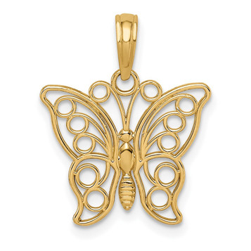 14K Yellow Gold Cutout Butterfly Large Pendant - (A85-486) 14K Yellow Gold Cutout Butterfly Large Pendant - (A85-486)
