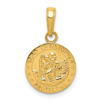 14K Yellow Gold Saint Christopher Medal Charm 12mm width - (A86-599) 14K Yellow Gold Saint Christopher Medal Charm 12mm width - (A86-599)