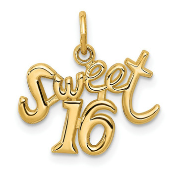 14K Yellow Gold Sweet 16 Birthday Charm Pendant - (A98-557) 14K Yellow Gold Sweet 16 Birthday Charm Pendant - (A98-557)