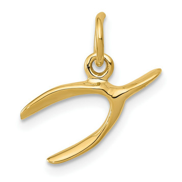 14K Yellow Gold Wishbone Charm Pendant - (A98-690) 14K Yellow Gold Wishbone Charm Pendant - (A98-690)