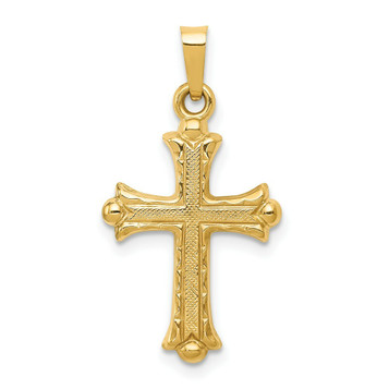 14K Yellow Gold Hollow Fleur De Lis Cross Pendant - (B11-419) 14K Yellow Gold Hollow Fleur De Lis Cross Pendant - (B11-419)