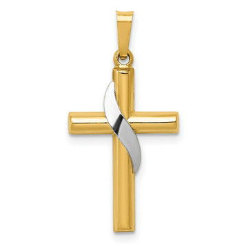 14K Two-tone Gold Hollow Cross Charm - (B11-479) 14K Two-tone Gold Hollow Cross Charm - (B11-479)