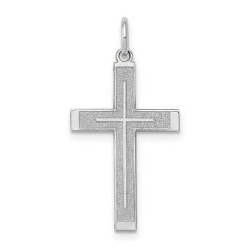 14K White Gold Laser Designed Cross Pendant 26mm length - (B11-596) 14K White Gold Laser Designed Cross Pendant 26mm length - (B11-596)